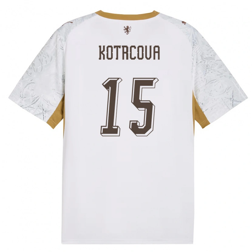 DanxenキッズチェコKateřina Kotrčová#15オフホワイト 金 灰アウェイシャツ26-28ジャージーユニフォーム
