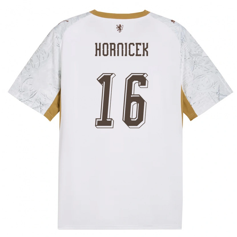 DanxenキッズチェコLukas Hornicek#16オフホワイト 金 灰アウェイシャツ26-28ジャージーユニフォーム