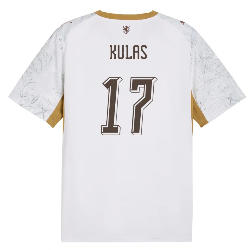 DanxenキッズチェコMartin Kulas#17オフホワイト 金 灰アウェイシャツ26-28ジャージーユニフォーム