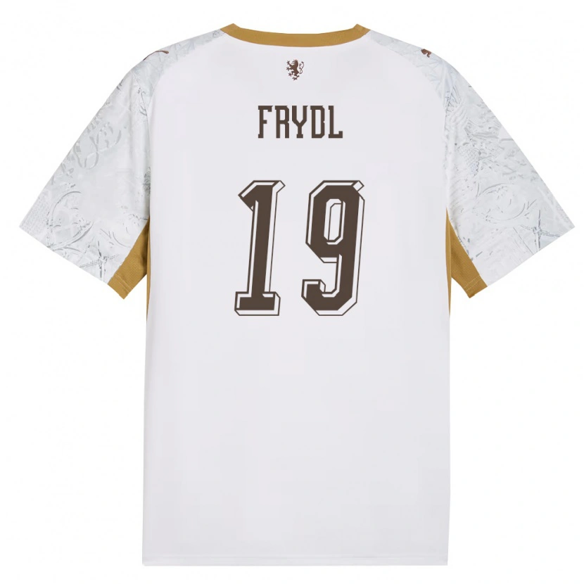 DanxenキッズチェコTadeas Frydl#19オフホワイト 金 灰アウェイシャツ26-28ジャージーユニフォーム