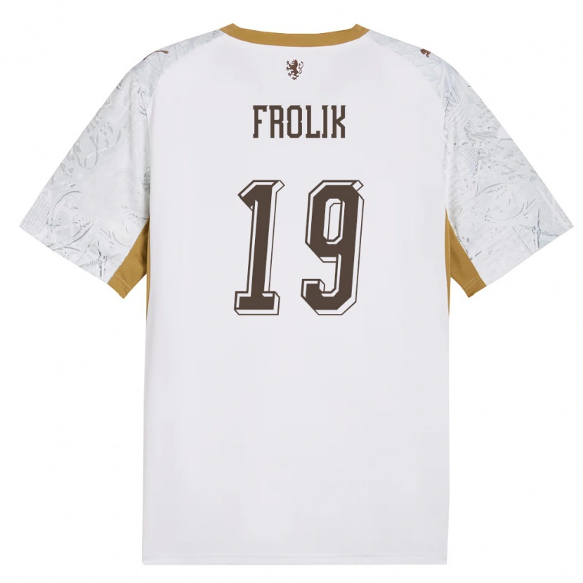 DanxenキッズチェコOndrej Frolik#19オフホワイト 金 灰アウェイシャツ26-28ジャージーユニフォーム