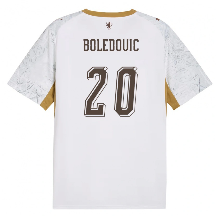 DanxenキッズチェコTobias Boledovic#20オフホワイト 金 灰アウェイシャツ26-28ジャージーユニフォーム
