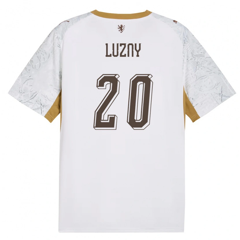 DanxenキッズチェコMikulas Luzny#20オフホワイト 金 灰アウェイシャツ26-28ジャージーユニフォーム