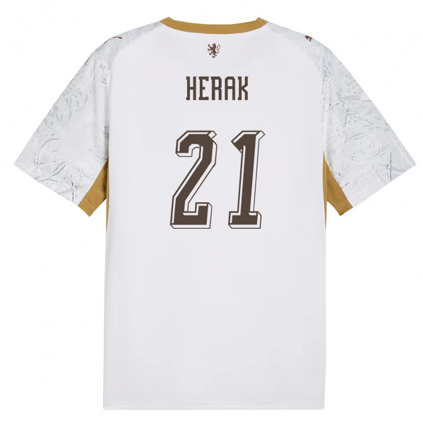 DanxenキッズチェコFrantisek Herak#21オフホワイト 金 灰アウェイシャツ26-28ジャージーユニフォーム