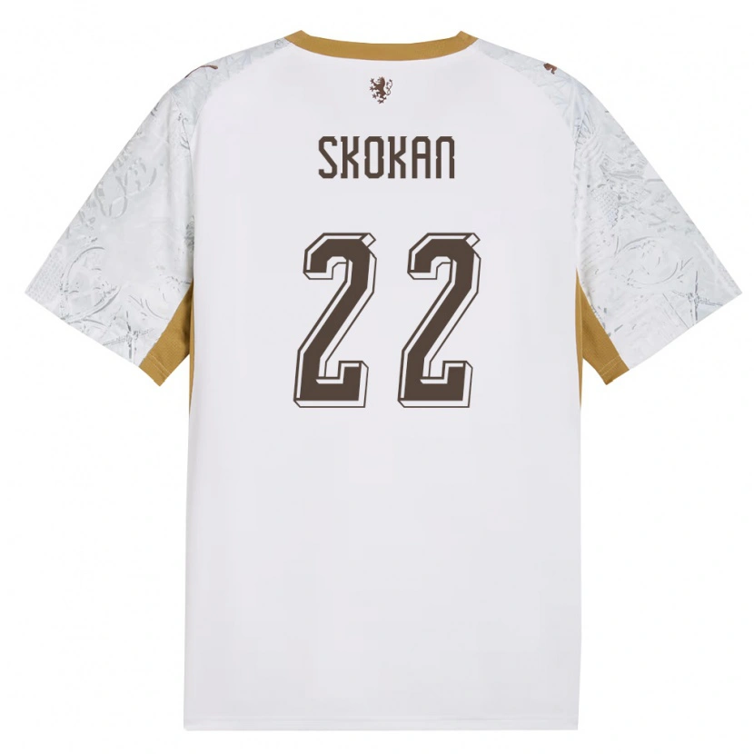 DanxenキッズチェコVitek Skokan#22オフホワイト 金 灰アウェイシャツ26-28ジャージーユニフォーム