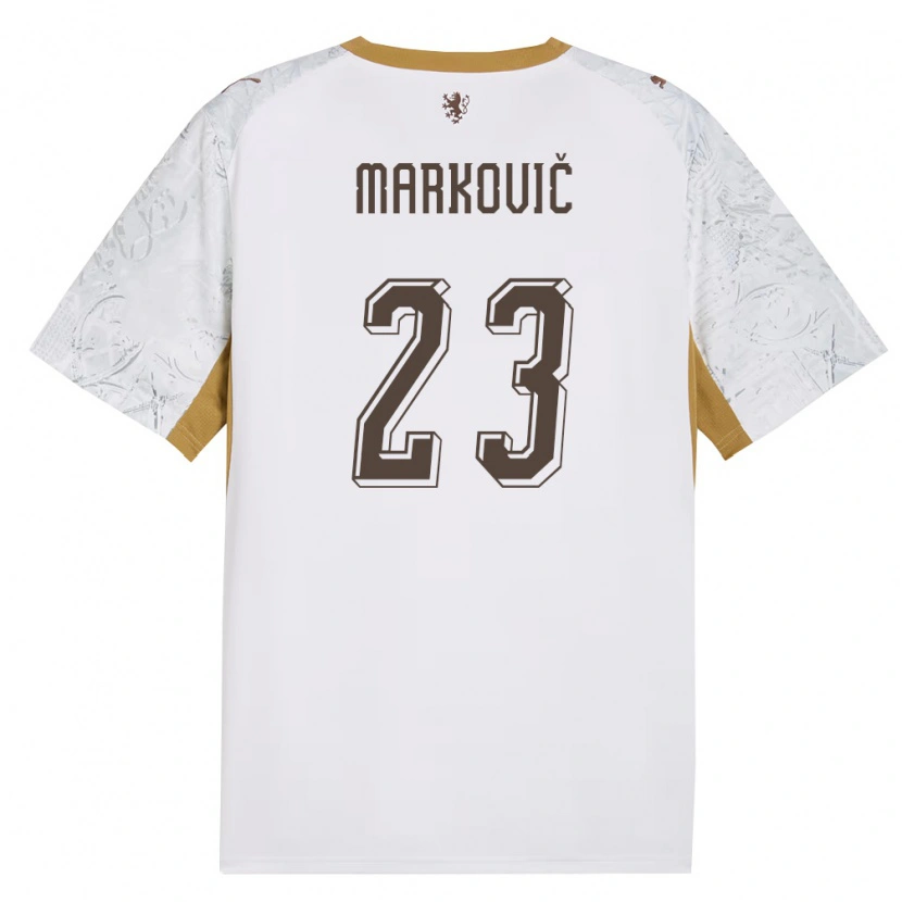 Danxenキッズチェコヤクブ・マルコビッチ#23オフホワイト 金 灰アウェイシャツ26-28ジャージーユニフォーム