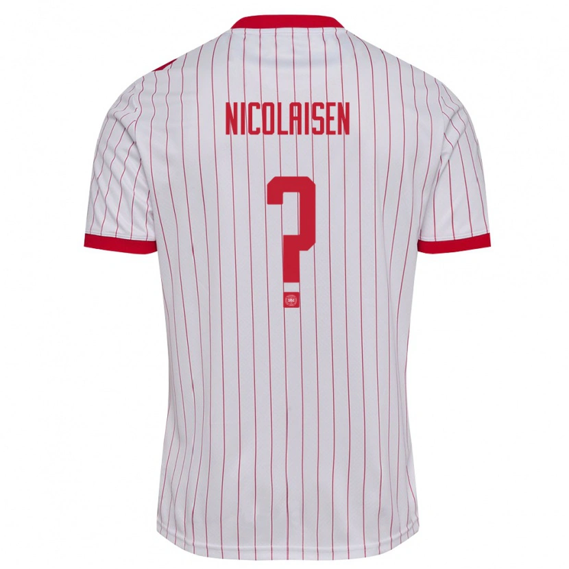 DanxenキッズデンマークBenjamin Nicolaisen#0白 赤アウェイシャツ26-28ジャージーユニフォーム