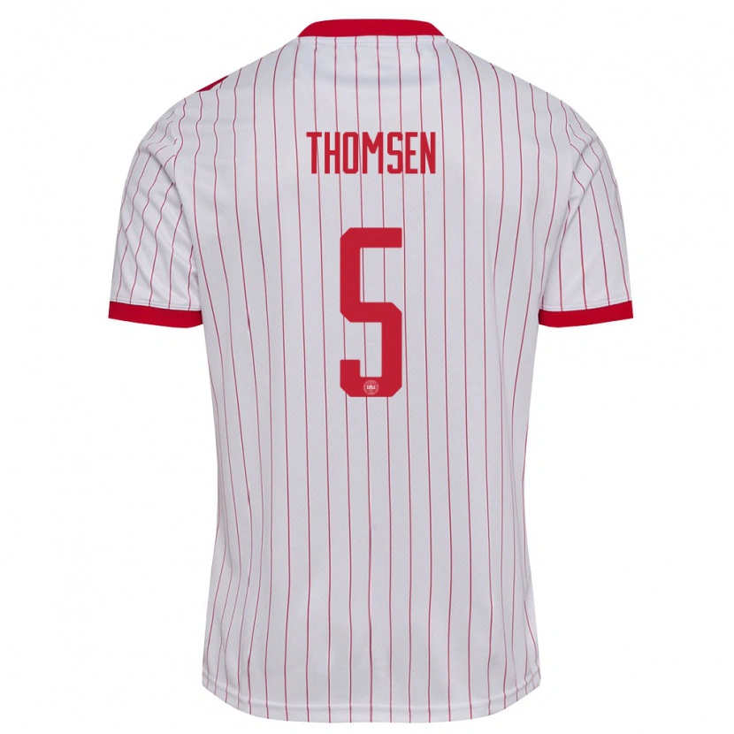 DanxenキッズデンマークRilke Thomsen#5白 赤アウェイシャツ26-28ジャージーユニフォーム