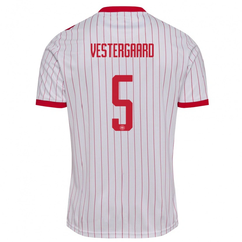 DanxenキッズデンマークFrederik Vestergaard#5白 赤アウェイシャツ26-28ジャージーユニフォーム