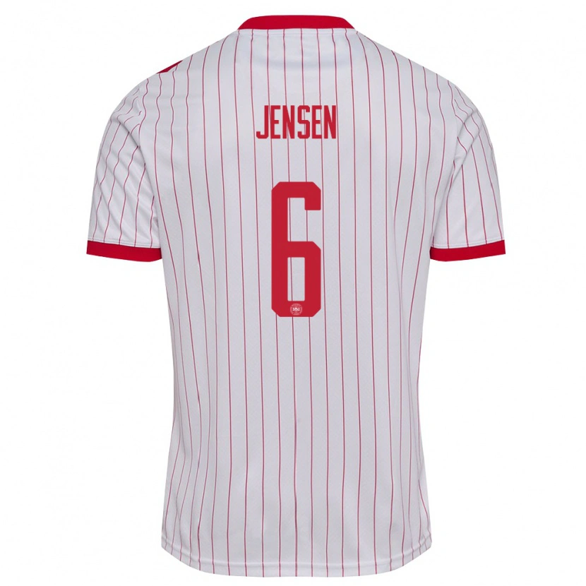 DanxenキッズデンマークMax Jensen#6白 赤アウェイシャツ26-28ジャージーユニフォーム