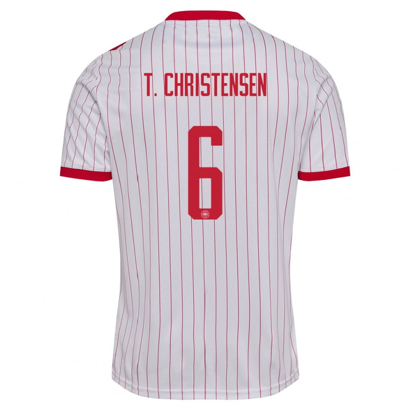 DanxenキッズデンマークTristan Christensen#6白 赤アウェイシャツ26-28ジャージーユニフォーム