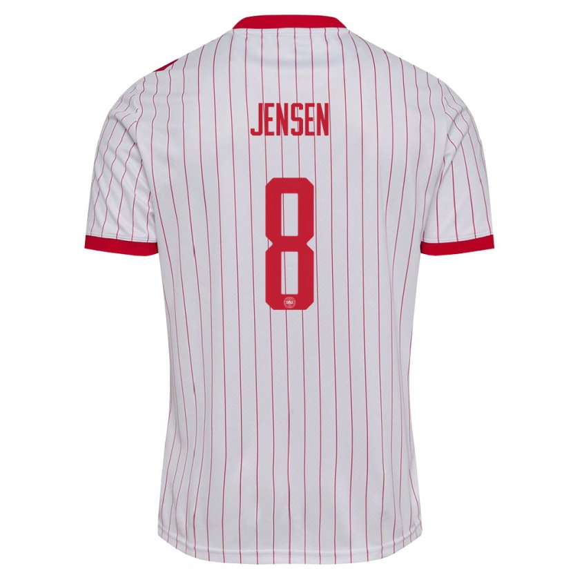 Danxenキッズデンマークトビアス・ランド・ジェンセン#8白 赤アウェイシャツ26-28ジャージーユニフォーム