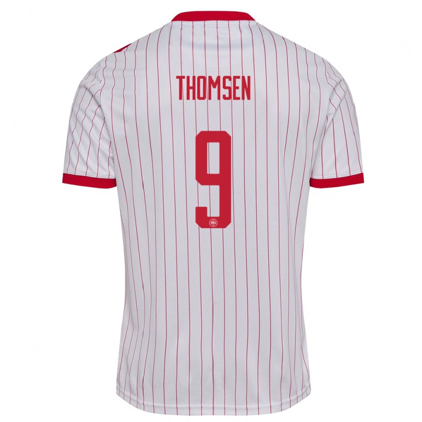 DanxenキッズデンマークTristan Thomsen#9白 赤アウェイシャツ26-28ジャージーユニフォーム