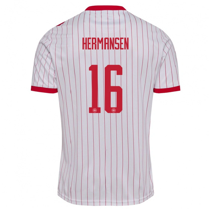 Danxenキッズデンマークマッツ・ハーマンセン#16白 赤アウェイシャツ26-28ジャージーユニフォーム