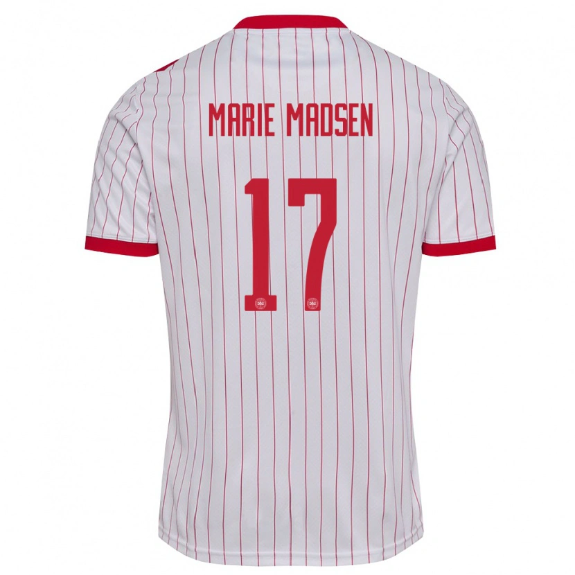 Danxenキッズデンマークリッケ・マドセン#17白 赤アウェイシャツ26-28ジャージーユニフォーム