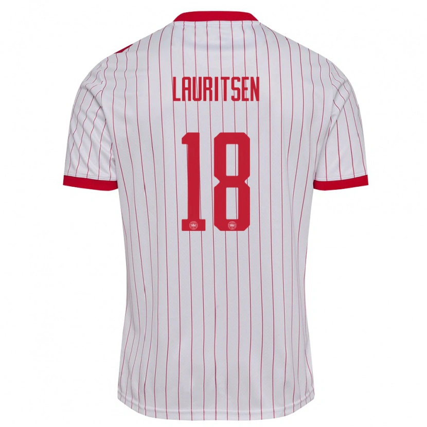 Danxenキッズデンマークトビアス・ローリッセン#18白 赤アウェイシャツ26-28ジャージーユニフォーム