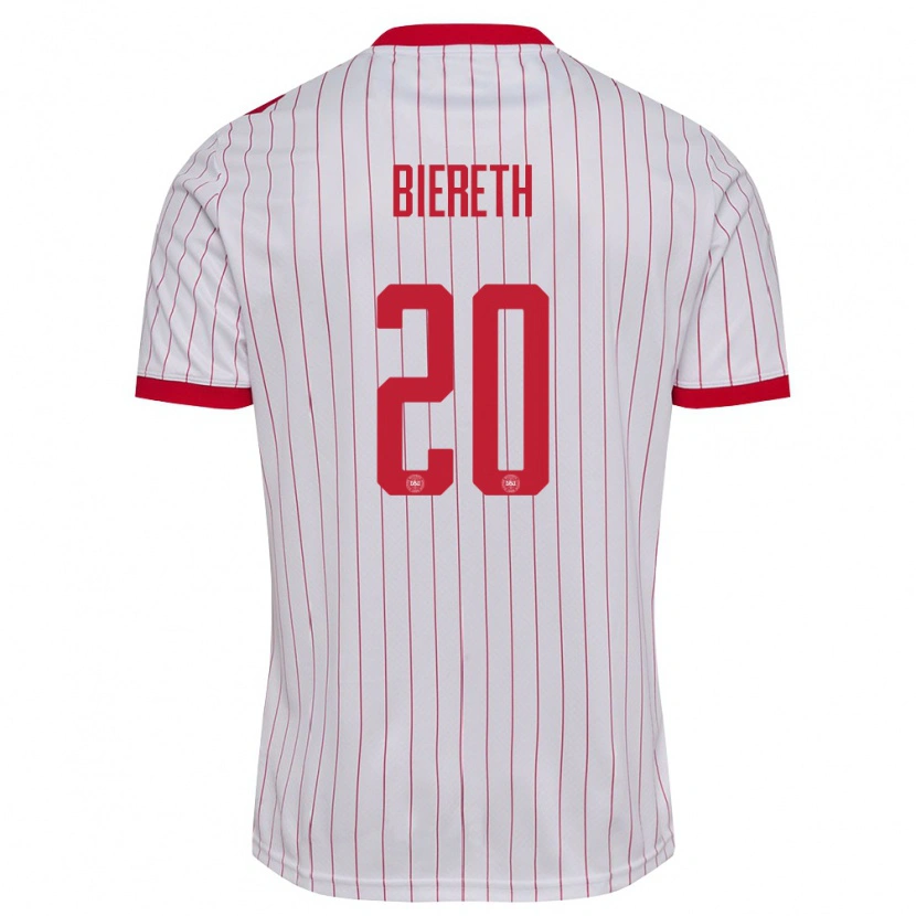 Danxenキッズデンマークミカ・ビエレス#20白 赤アウェイシャツ26-28ジャージーユニフォーム