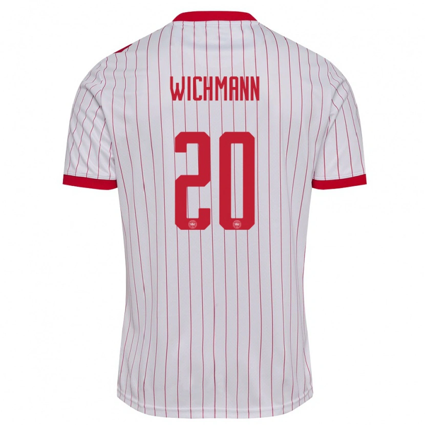 DanxenキッズデンマークJulius Wichmann#20白 赤アウェイシャツ26-28ジャージーユニフォーム