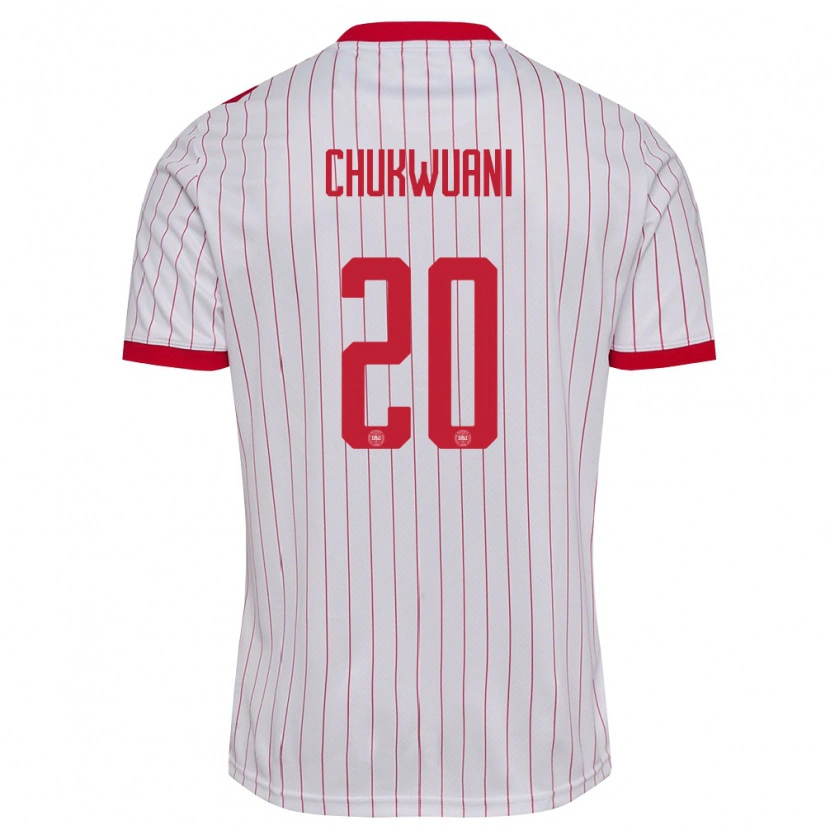 Danxenキッズデンマークトチ・チュクアニ#20白 赤アウェイシャツ26-28ジャージーユニフォーム