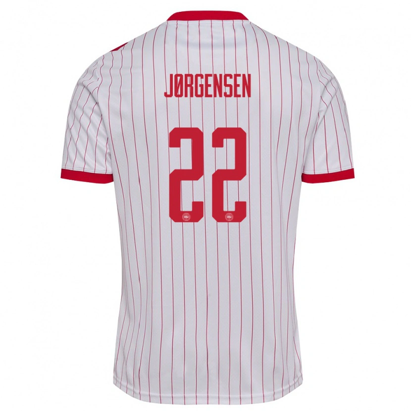 Danxenキッズデンマークフィリップ・ヨルゲンセン#22白 赤アウェイシャツ26-28ジャージーユニフォーム