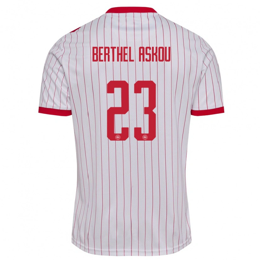 DanxenキッズデンマークJulius Berthel Askou#23白 赤アウェイシャツ26-28ジャージーユニフォーム