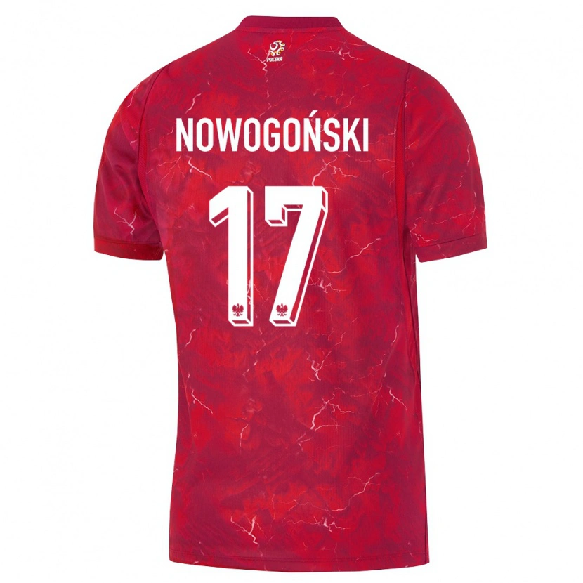 DanxenキッズポーランドKamil Nowogoński#17赤 白アウェイシャツ26-28ジャージーユニフォーム