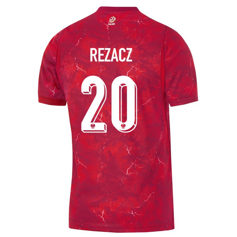 DanxenキッズポーランドWojciech Rezacz#20赤 白アウェイシャツ26-28ジャージーユニフォーム
