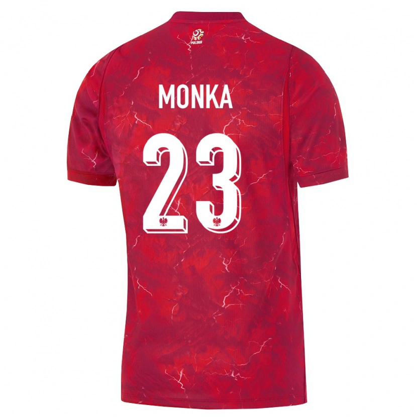 DanxenキッズポーランドWojciech Mońka#23赤 白アウェイシャツ26-28ジャージーユニフォーム