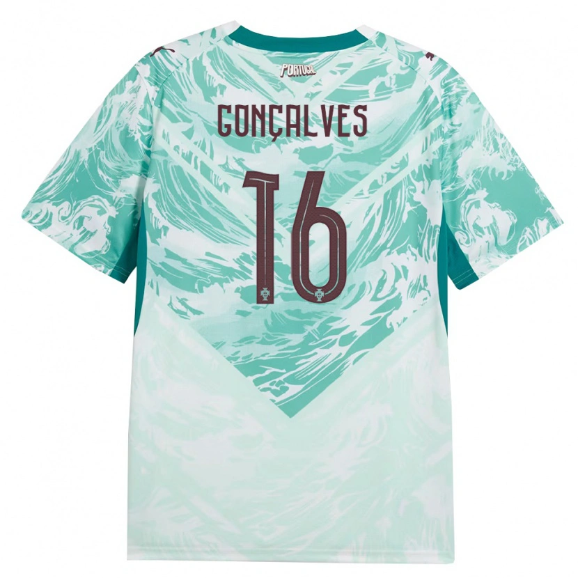 DanxenキッズポルトガルRodrigo Gonçalves#16空色 白 緑アウェイシャツ26-28ジャージーユニフォーム