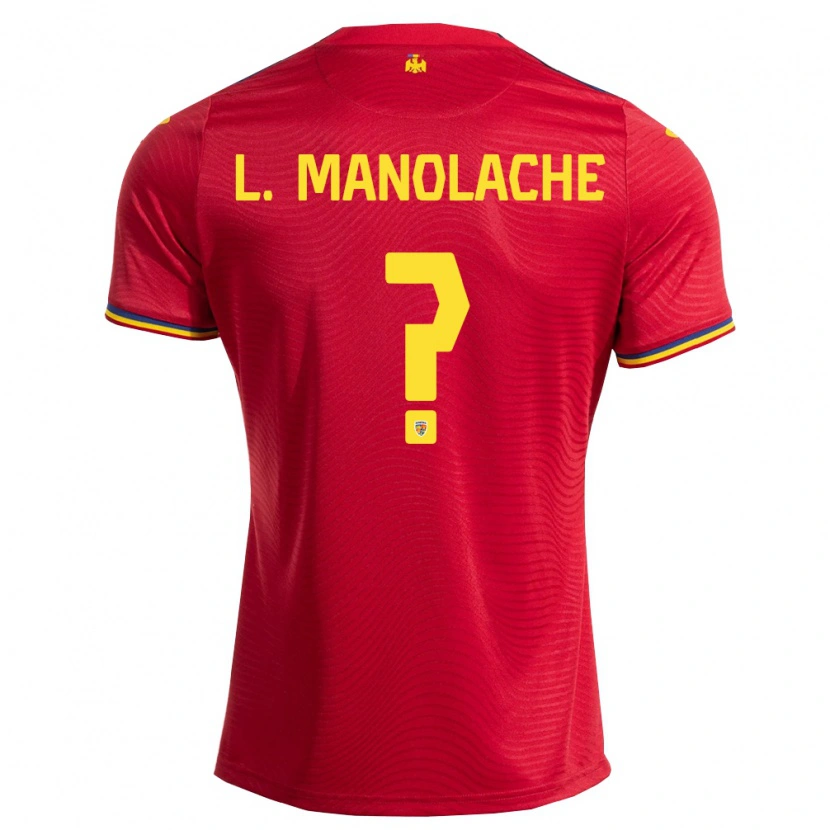 DanxenキッズルーマニアLuca Manolache#0赤 紺 黄アウェイシャツ26-28ジャージーユニフォーム