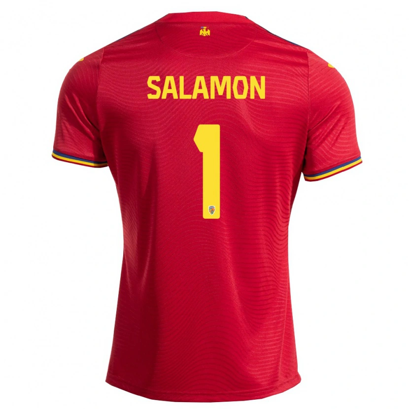 DanxenキッズルーマニアSzidonia Salamon#1赤 紺 黄アウェイシャツ26-28ジャージーユニフォーム