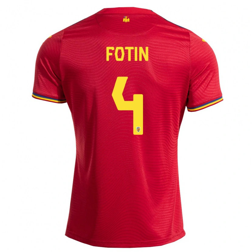 DanxenキッズルーマニアRareș Fotin#4赤 紺 黄アウェイシャツ26-28ジャージーユニフォーム