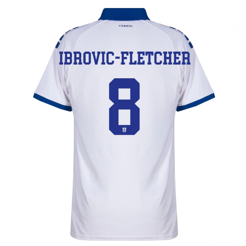 DanxenキッズセルビアEdward Ibrovic-Fletcher#8紺 白 赤アウェイシャツ26-28ジャージーユニフォーム