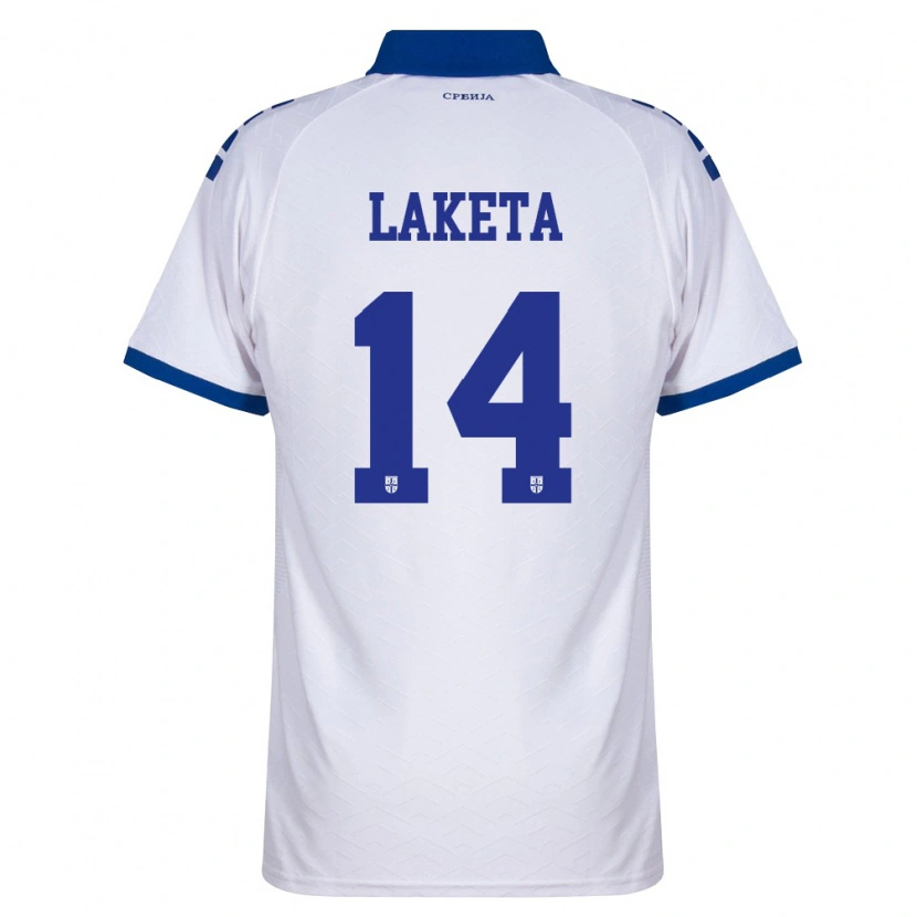 DanxenキッズセルビアAndrija Laketa#14紺 白 赤アウェイシャツ26-28ジャージーユニフォーム