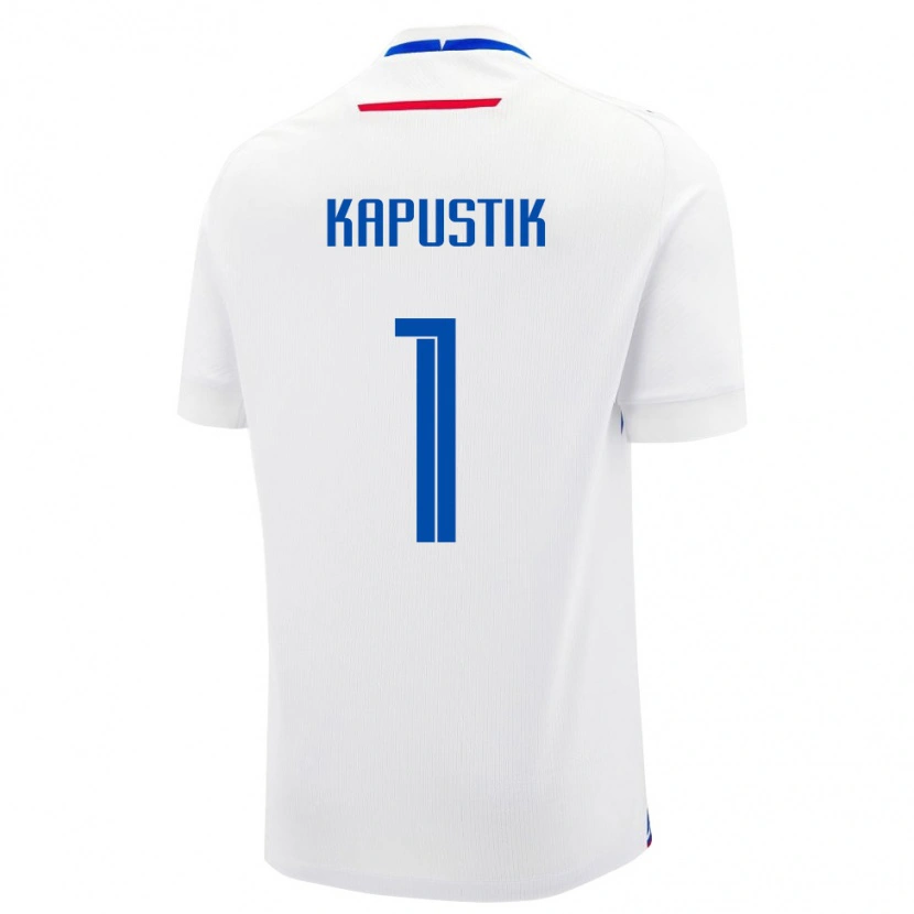 DanxenキッズスロバキアSimon Kapustik#1白 青アウェイシャツ26-28ジャージーユニフォーム