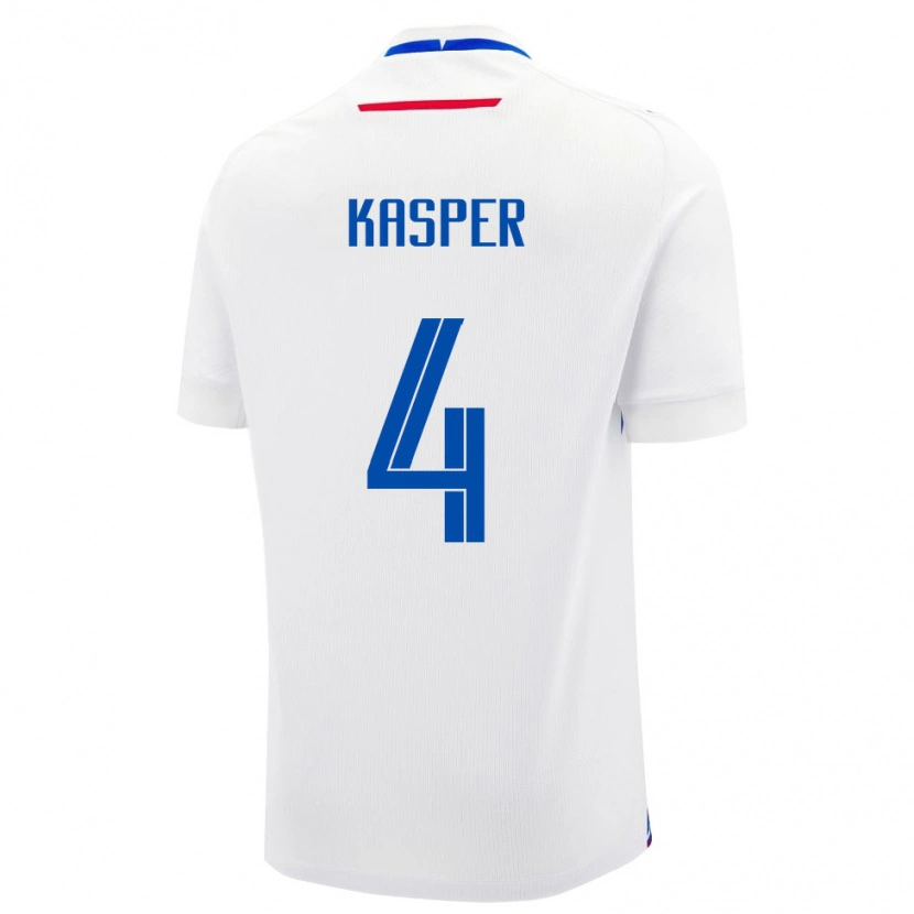 DanxenキッズスロバキアAdam Kasper#4白 青アウェイシャツ26-28ジャージーユニフォーム