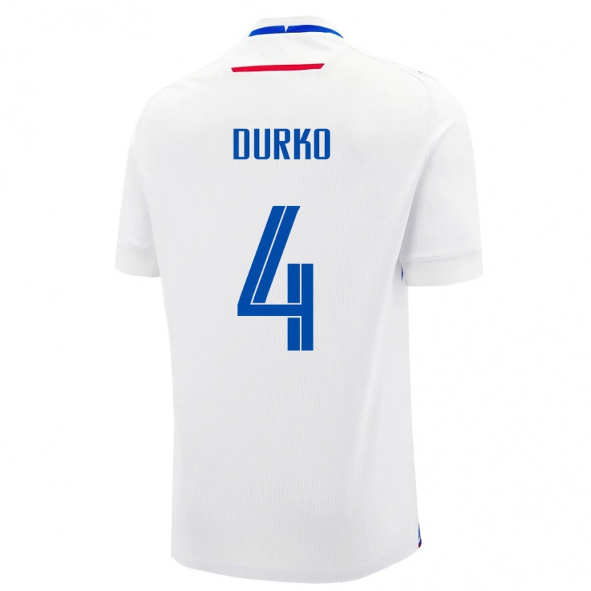 DanxenキッズスロバキアTomas Durko#4白 青アウェイシャツ26-28ジャージーユニフォーム