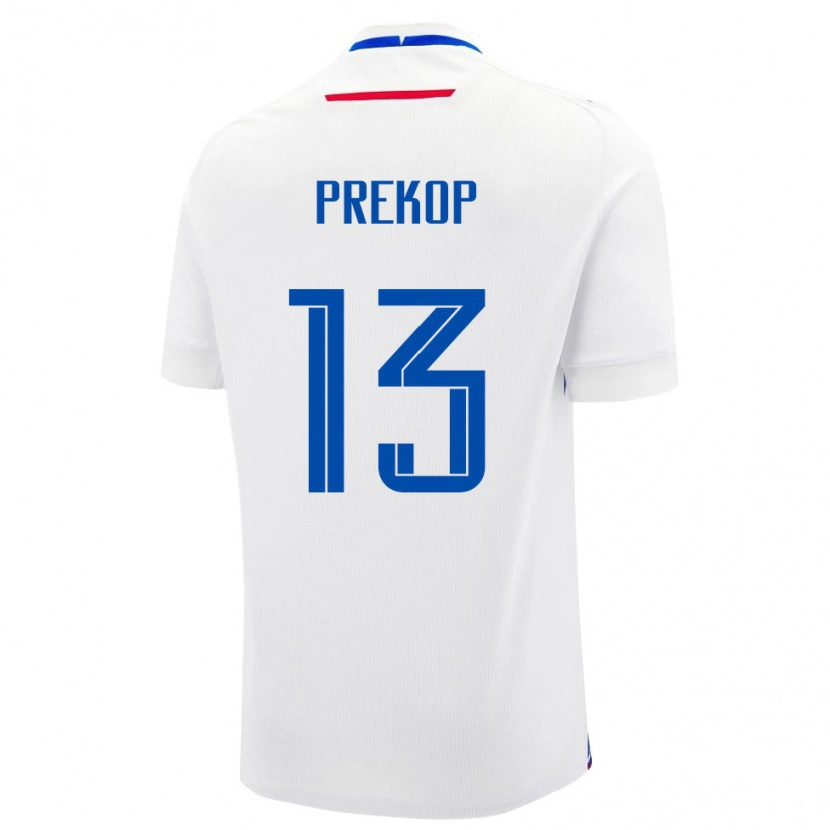 DanxenキッズスロバキアDaniel Prekop#13白 青アウェイシャツ26-28ジャージーユニフォーム