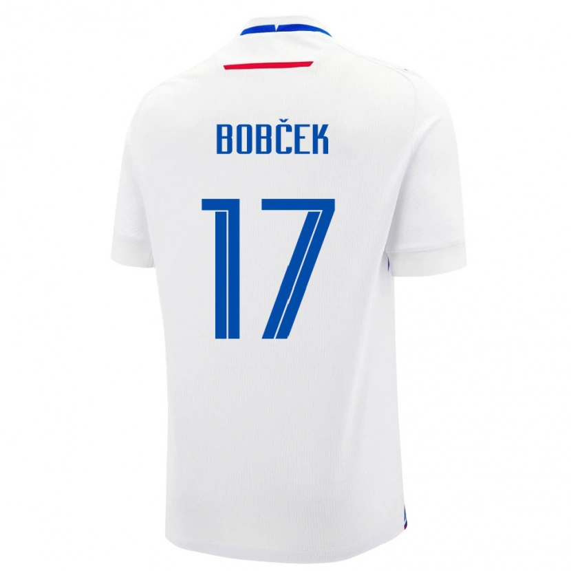 DanxenキッズスロバキアTomas Bobcek#17白 青アウェイシャツ26-28ジャージーユニフォーム