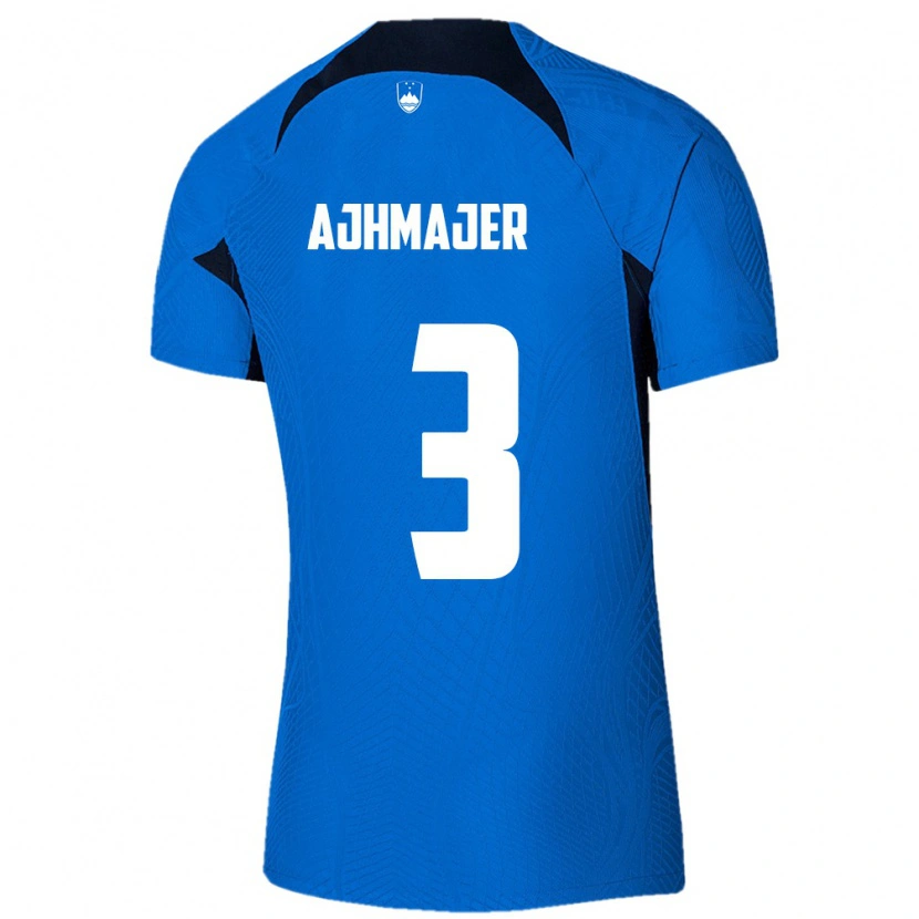 DanxenキッズスロベニアNejc Ajhmajer#3青 白アウェイシャツ26-28ジャージーユニフォーム
