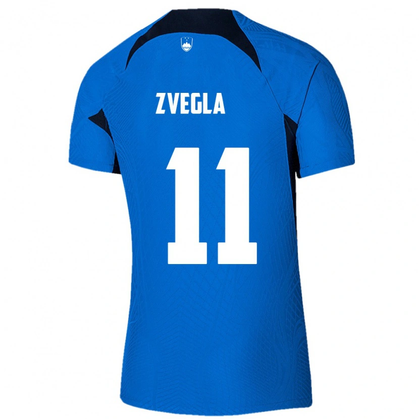 DanxenキッズスロベニアNoel Zvegla#11青 白アウェイシャツ26-28ジャージーユニフォーム