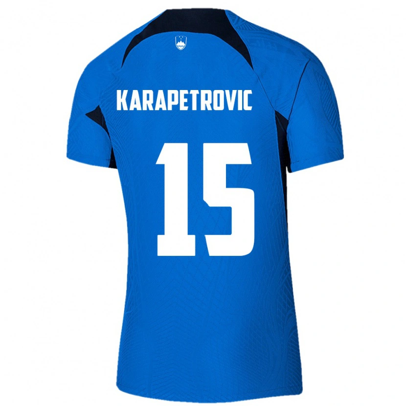 DanxenキッズスロベニアLuka Karapetrovic#15青 白アウェイシャツ26-28ジャージーユニフォーム