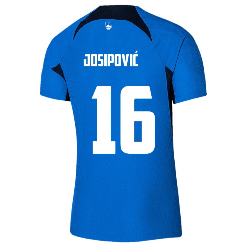 DanxenキッズスロベニアAleksej Josipović#16青 白アウェイシャツ26-28ジャージーユニフォーム