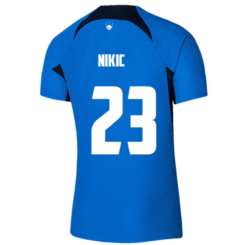 DanxenキッズスロベニアDenis Nikic#23青 白アウェイシャツ26-28ジャージーユニフォーム