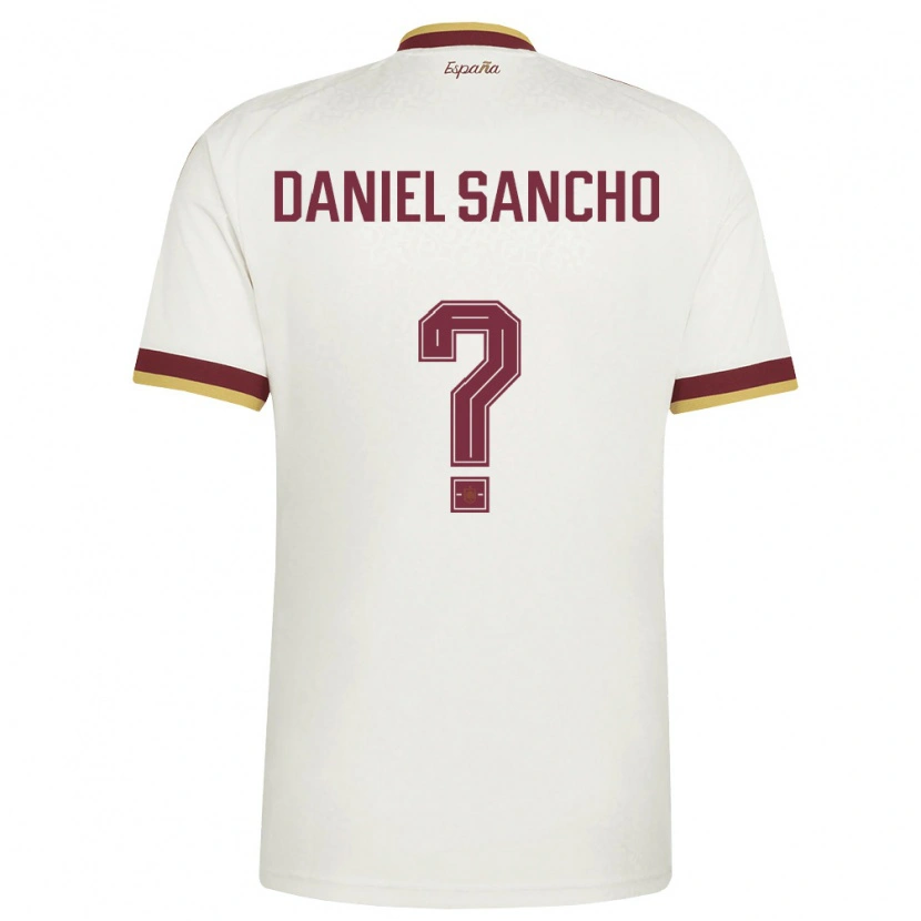 DanxenキッズスペインDaniel Sancho#0オフホワイト バーガンディアウェイシャツ26-28ジャージーユニフォーム