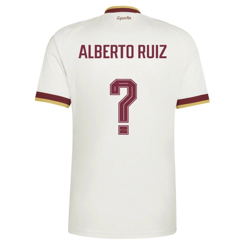 DanxenキッズスペインAlberto Ruiz#0オフホワイト バーガンディアウェイシャツ26-28ジャージーユニフォーム
