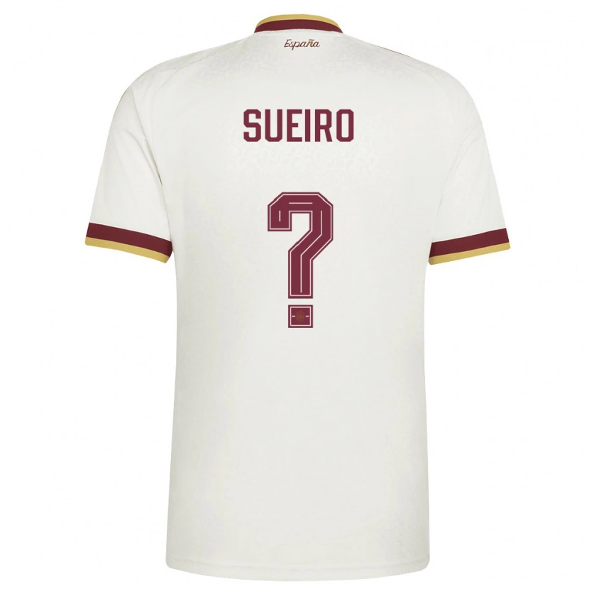 DanxenキッズスペインDavid Sueiro#0オフホワイト バーガンディアウェイシャツ26-28ジャージーユニフォーム