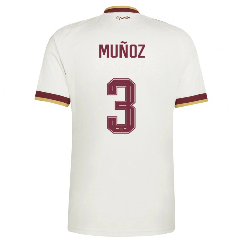 DanxenキッズスペインDani Muñoz#3オフホワイト バーガンディアウェイシャツ26-28ジャージーユニフォーム