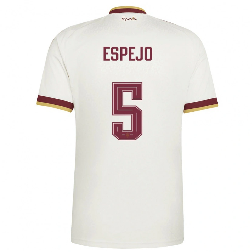 DanxenキッズスペインJesús Espejo#5オフホワイト バーガンディアウェイシャツ26-28ジャージーユニフォーム