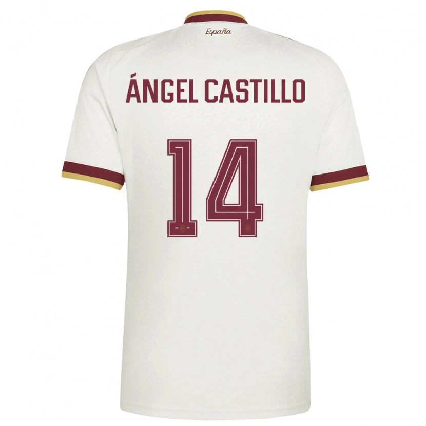 DanxenキッズスペインManuel Ángel Castillo#14オフホワイト バーガンディアウェイシャツ26-28ジャージーユニフォーム